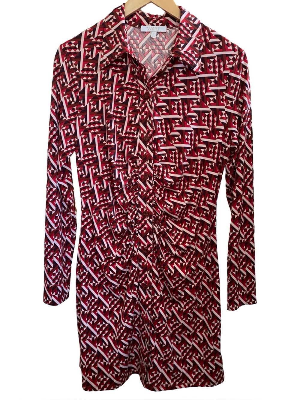 WAYF Womens Ruched Geometric Body Con Dress Size Small